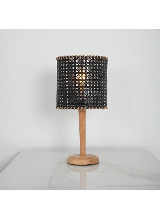 تبس هوم لمب مصباح طاولة TBS باللون اسود مصنوعة من راتان لإضاءة المنزل والديكور - Image 1